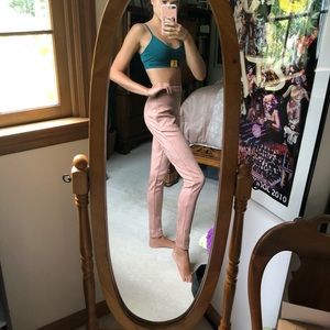 Pink Forever 21 Suede Fitted Pants